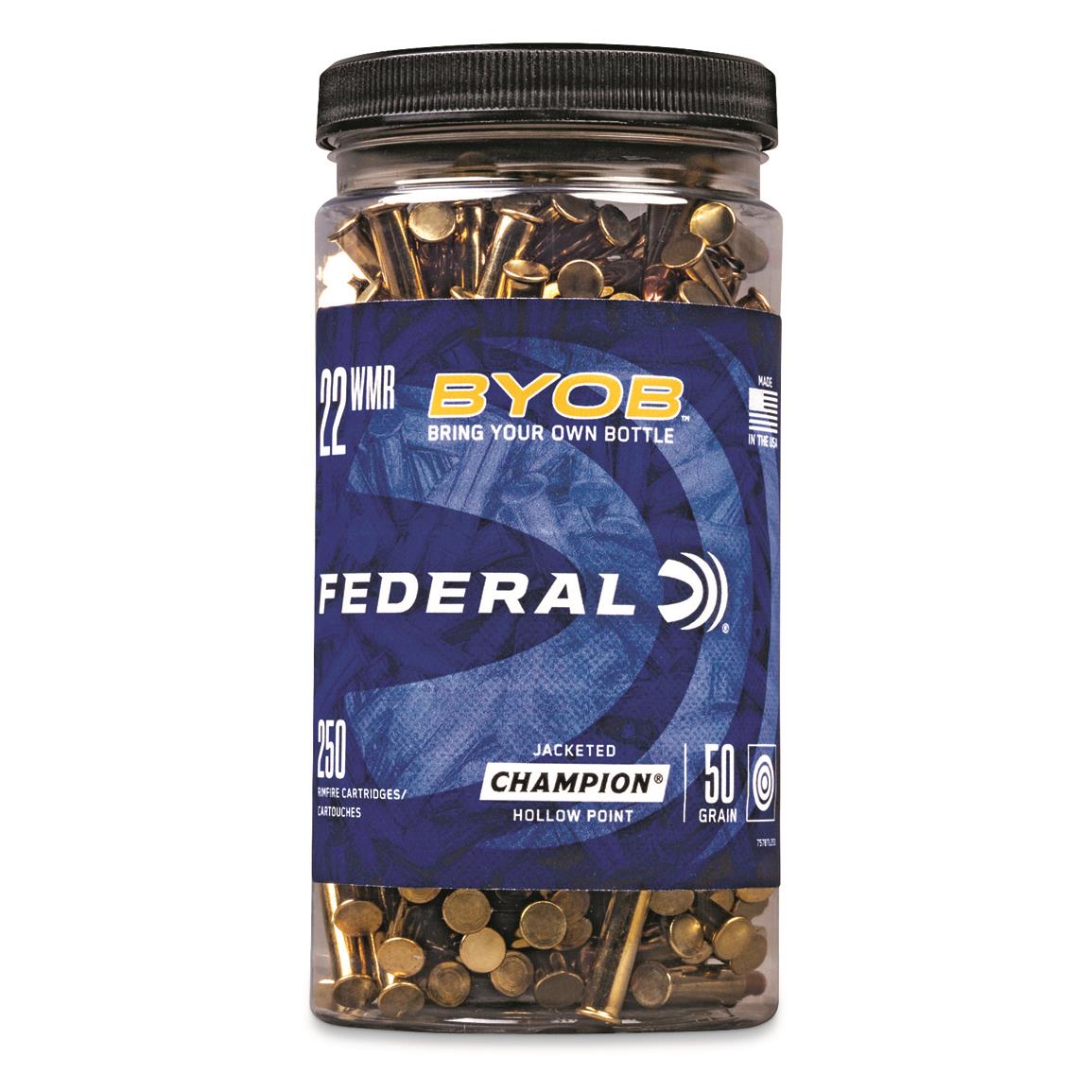 Federal BYOB, .22 Magnum, JHP, 50 Grain, 250 Rounds with Bottle