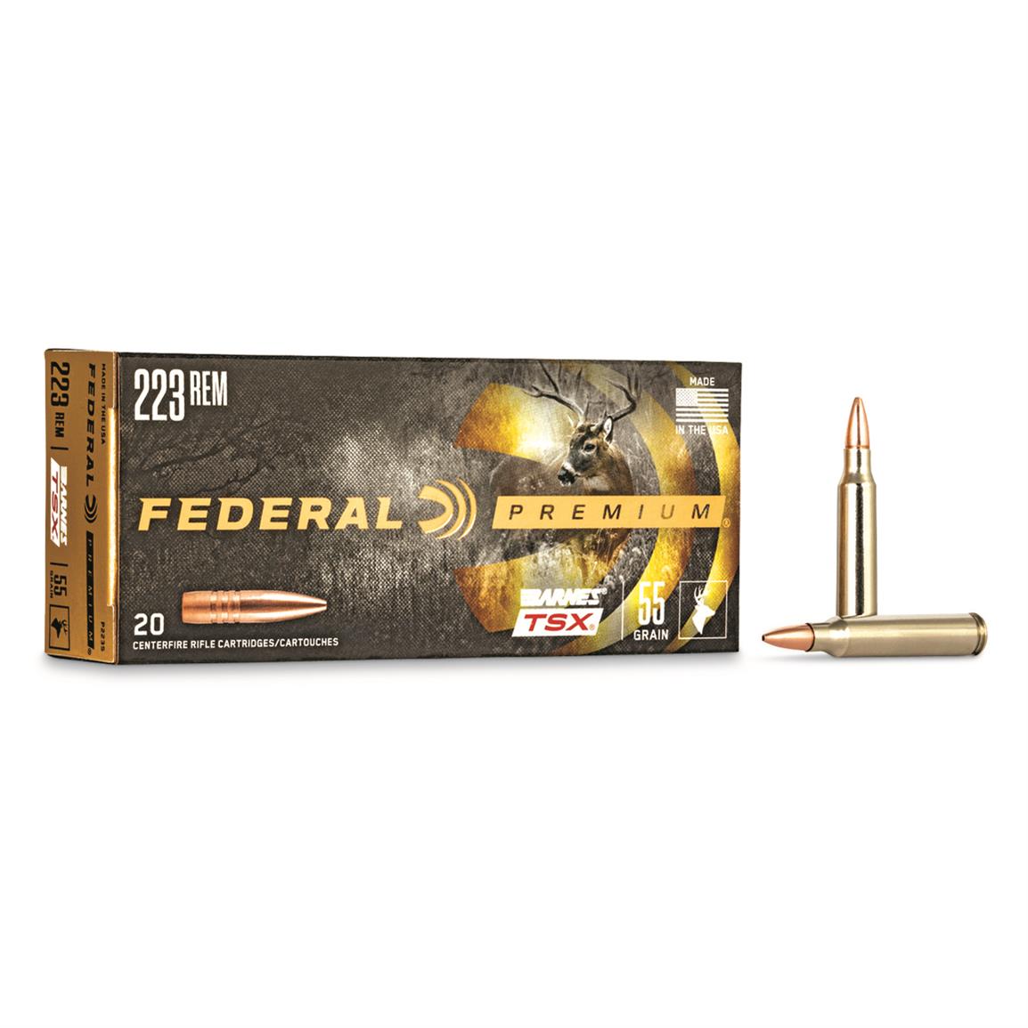 Federal Premium Barnes TSX, .223 Remington, Triple-Shock X HP, 55 Grain, 20 Rounds