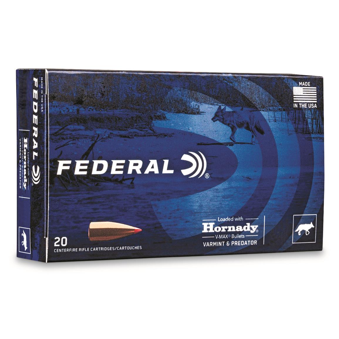 Federal Varmint & Predator, .223 Remington, Hornady V-Max, 53 Grain, 20 Rounds