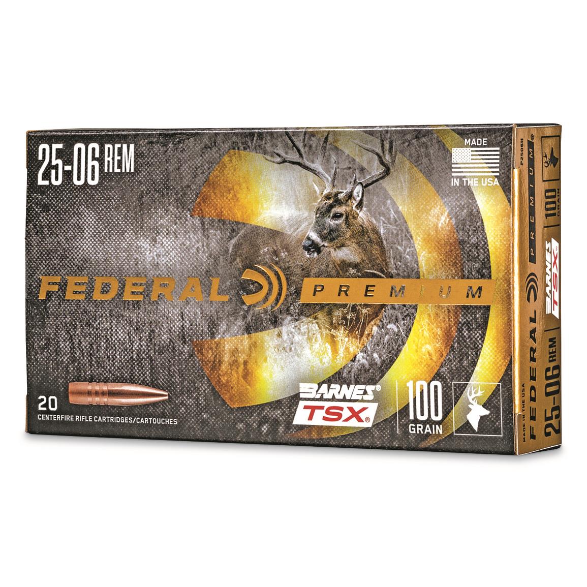 Federal Premium Barnes TSX, .25-06 Remington, Triple-Shock X HP, 100 Grain, 20 Rounds