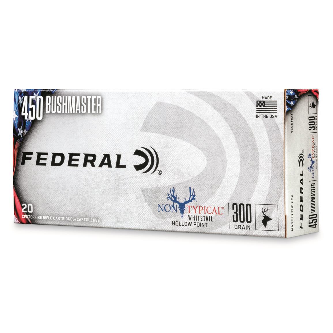 Federal Non-Typical Whitetail, .450 Bushmaster, JHP, 300 Grain, 20 Rounds