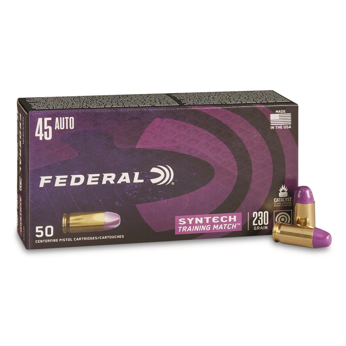 Federal Syntech Training Match, .45 ACP, TSJ, 230 Grain, 50 Rounds ...