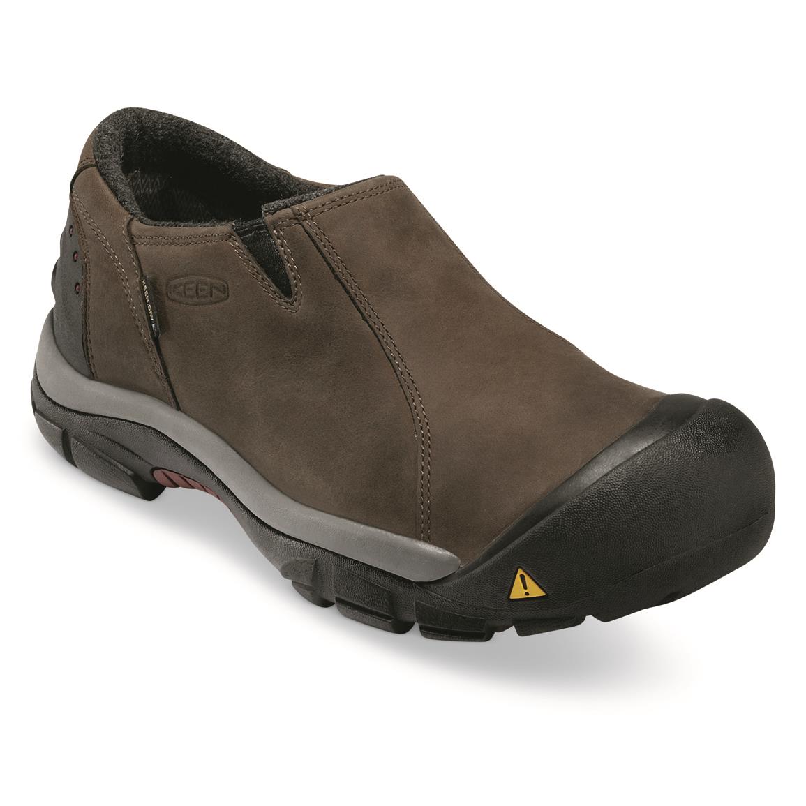 KEEN Men's Brixen Low Insulated Waterproof Slip-on Shoes, 200 Gram, Slate Black/madder Brown