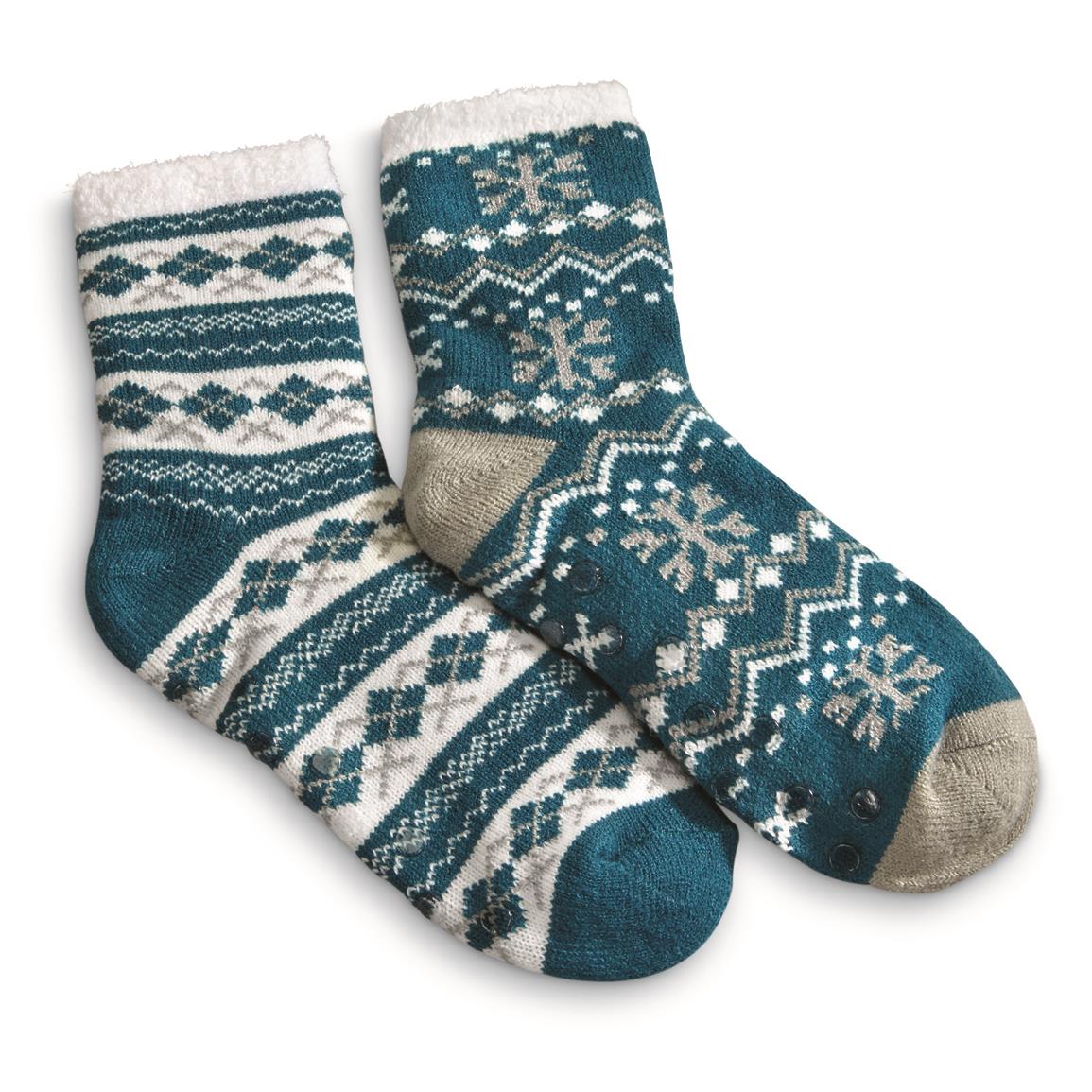 Guide Gear Women's Double-layer Gripper Socks, 2 Pairs, Teal