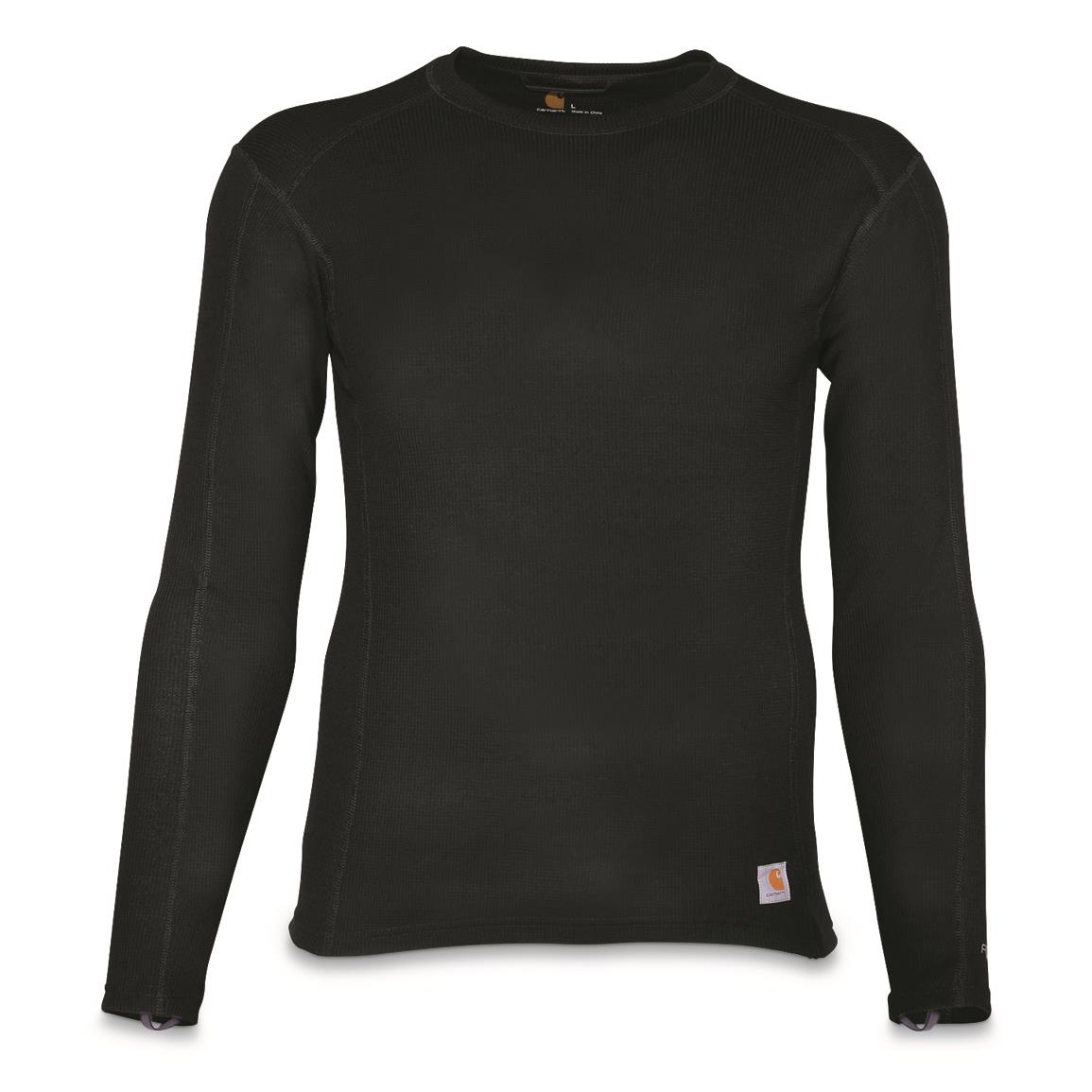 Carhartt Men's Base Force Midweight Classic Crew Base Layer Top, Black