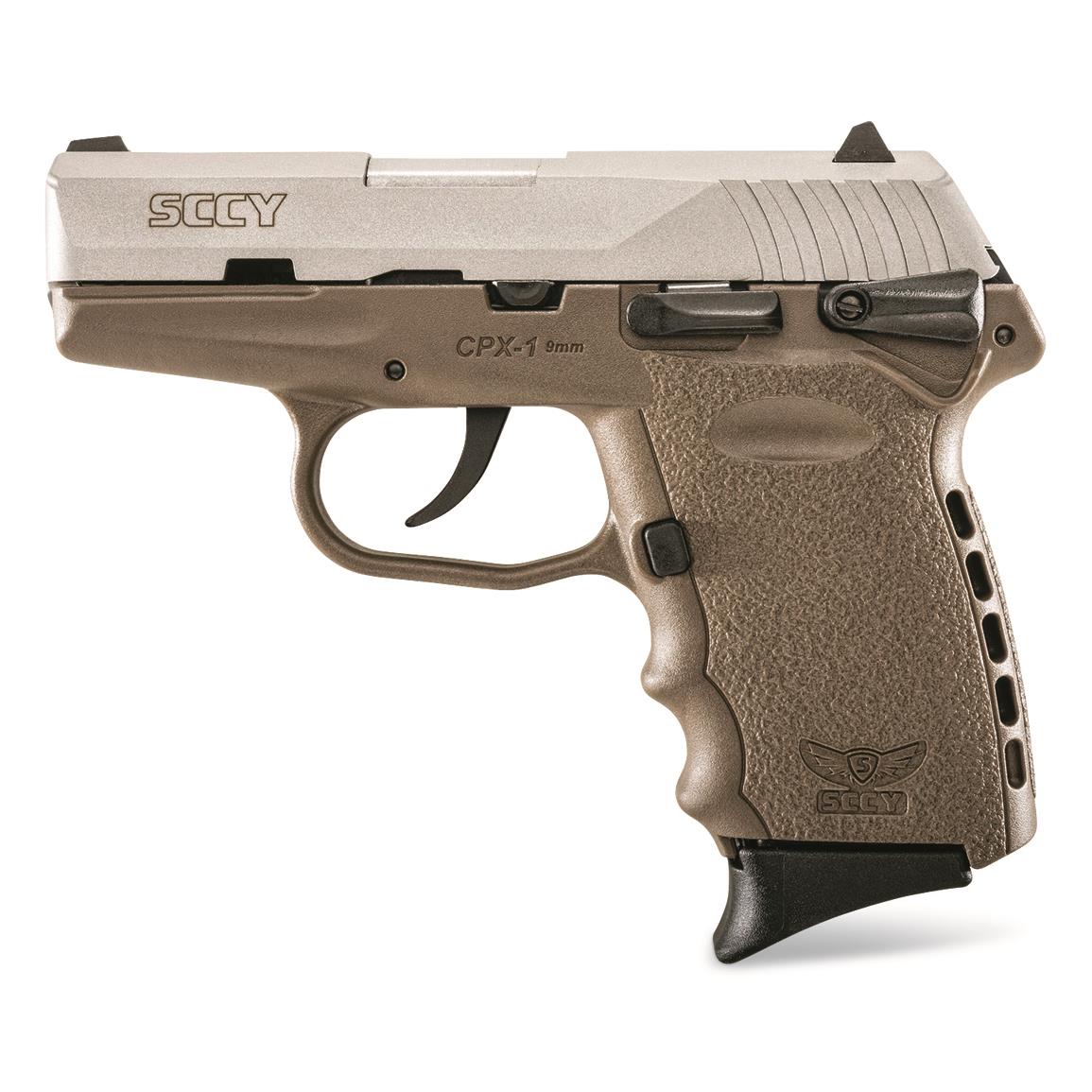 SCCY CPX-1, Semi-automatic, 9mm, 3.1" Barrel, FDE/Stainless, 10+1 Rounds