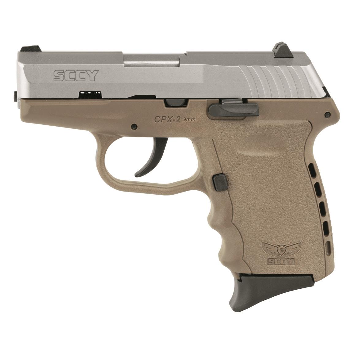 SCCY CPX-2, Semi-automatic, 9mm, 3.1" Barrel, FDE/Stainless, 10+1 Rounds