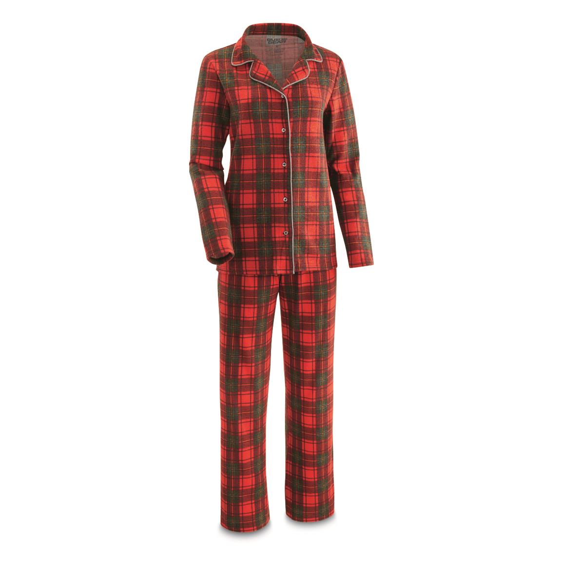 Guide Gear Women's 2-piece Button-front Pajama Set, Red Tartan Plaid
