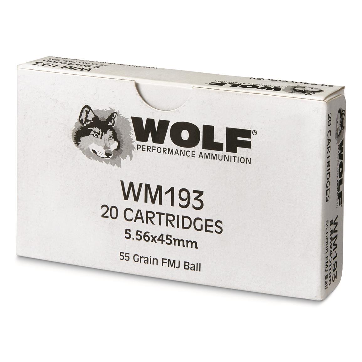 Wolf Gold M193, 5.56x45mm NATO, FMJ, 55 Grain, 1,000 Rounds
