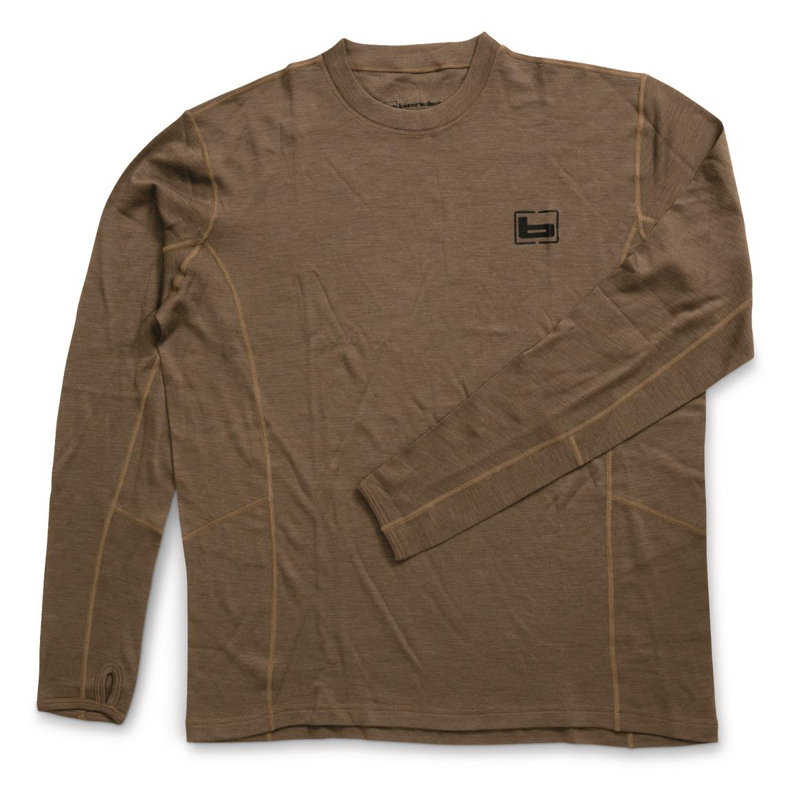 Banded Men's Merino Wool Crew Base Layer Shirt, Chocolate