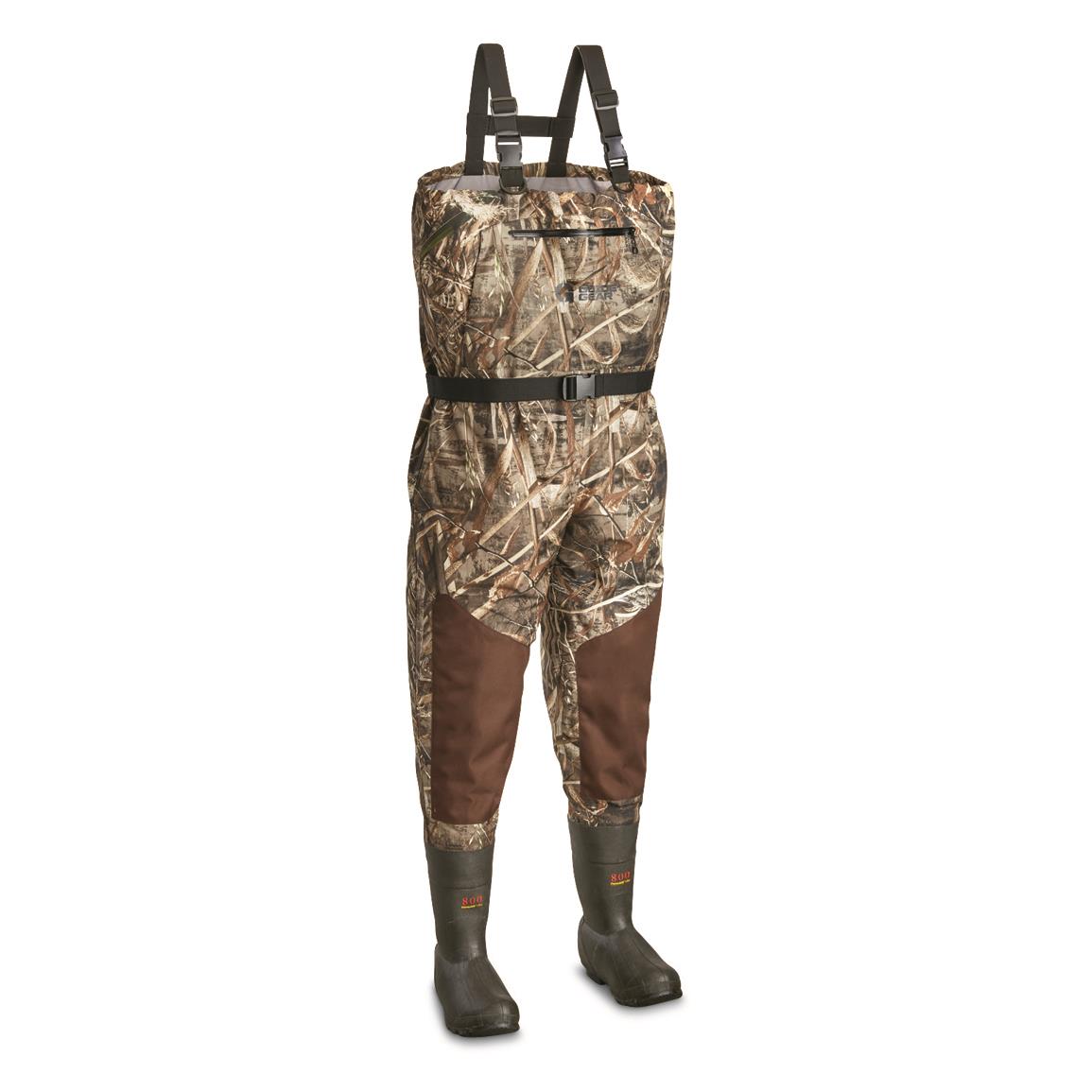 Guide Gear Men's Breathable Insulated Bootfoot Chest Waders, 800-gram, Stout Sizes, Realtree MAX-5®