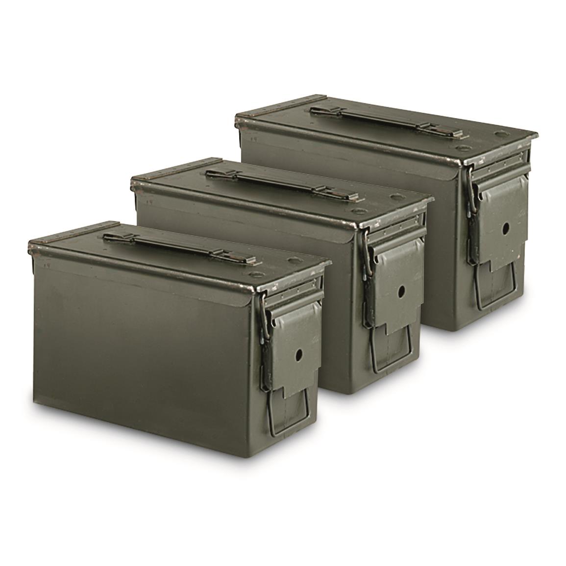 U.S. Military Surplus Waterproof M2A1 .50 Caliber Ammo Can, 3 Pack, Used