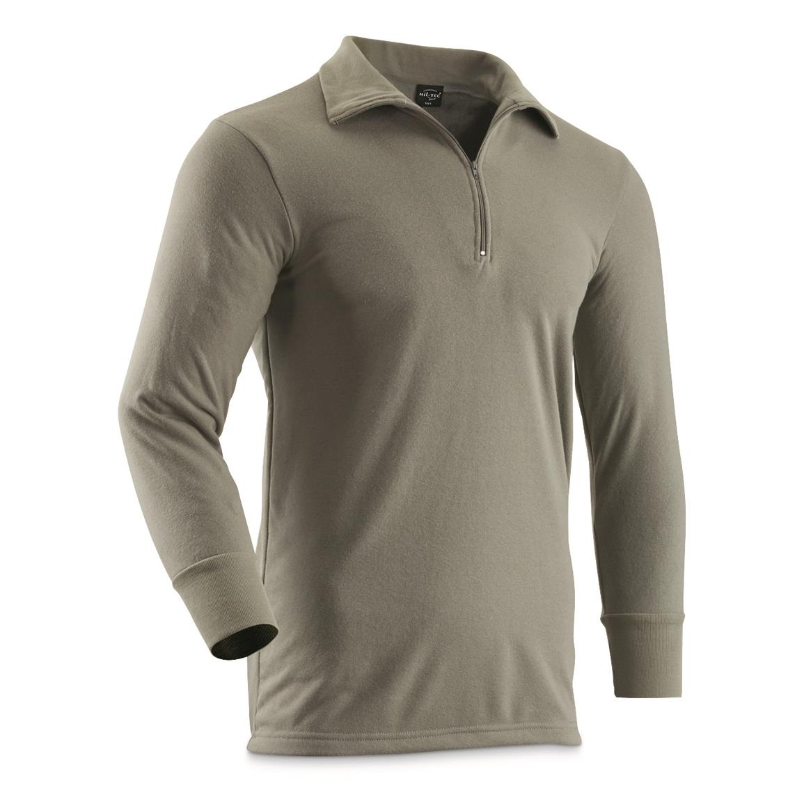 Mil-Tec Tricot Long Sleeve Quarter Zip Shirt, Foliage