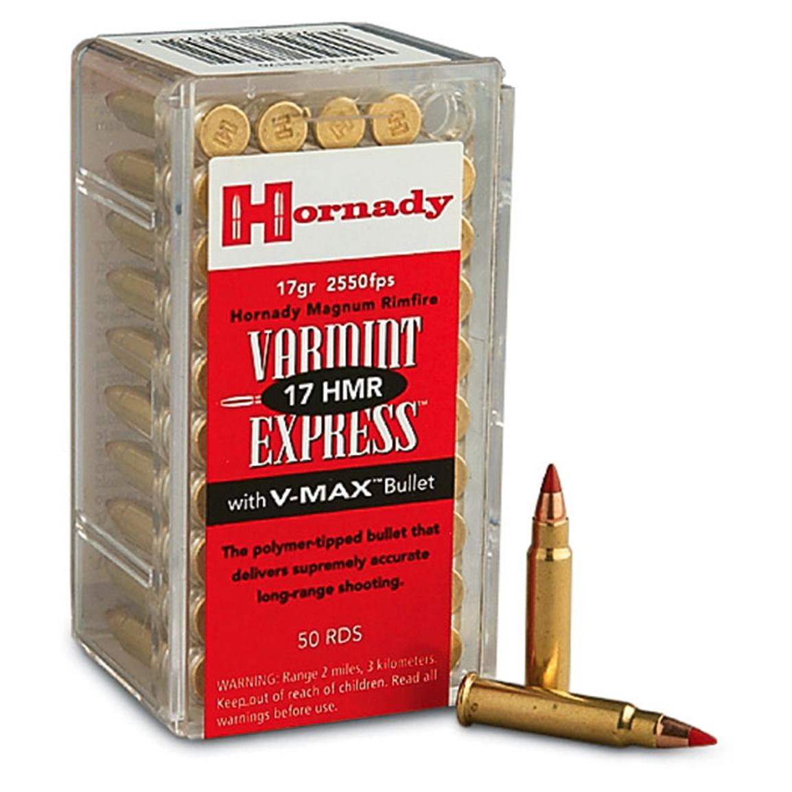 Hornady Varmint Express, .17 HMR, V-MAX, 17 Grain, 250 Rounds - 80624 ...