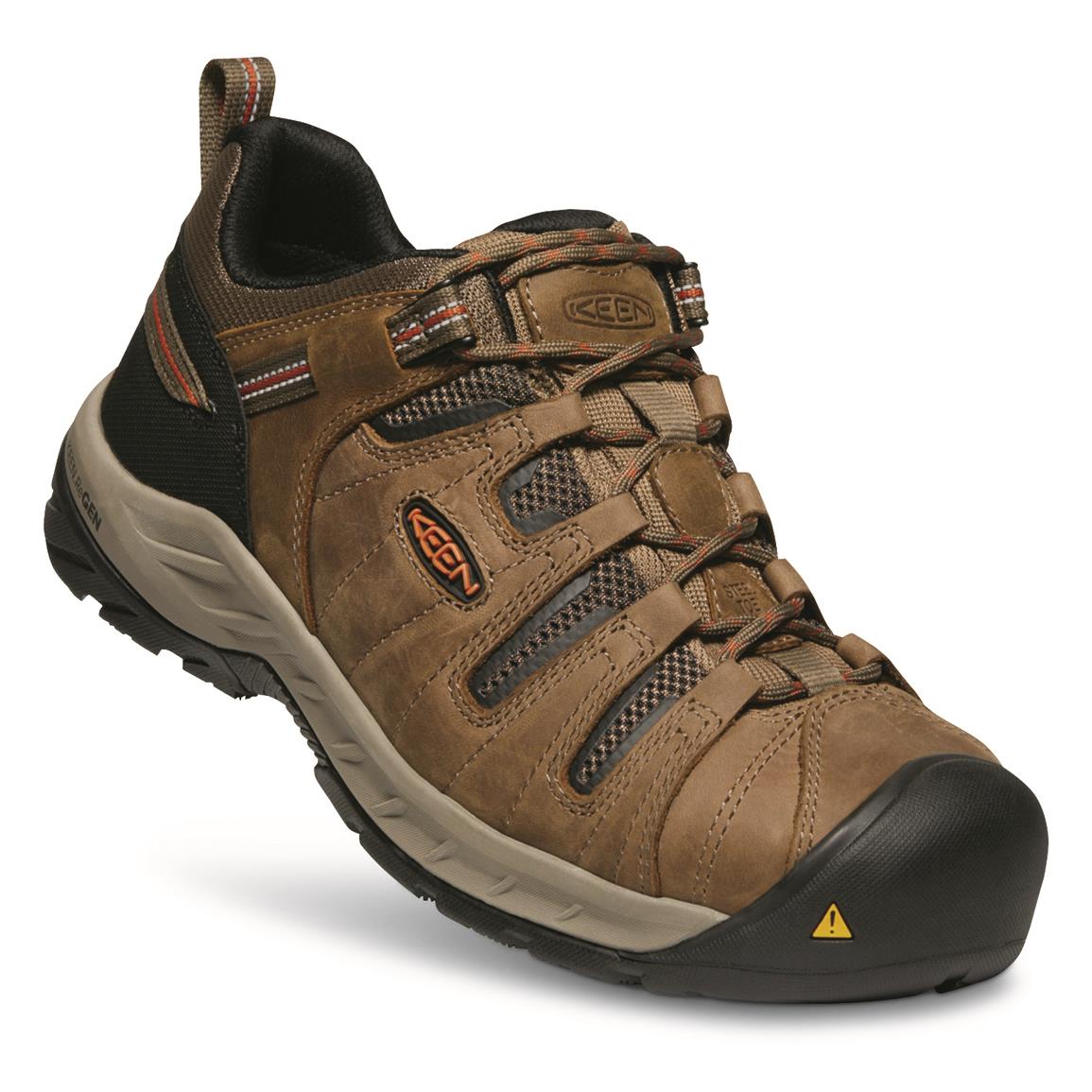 KEEN Utility Men's Flint II Steel Toe Work Shoes, Shitake/Rust