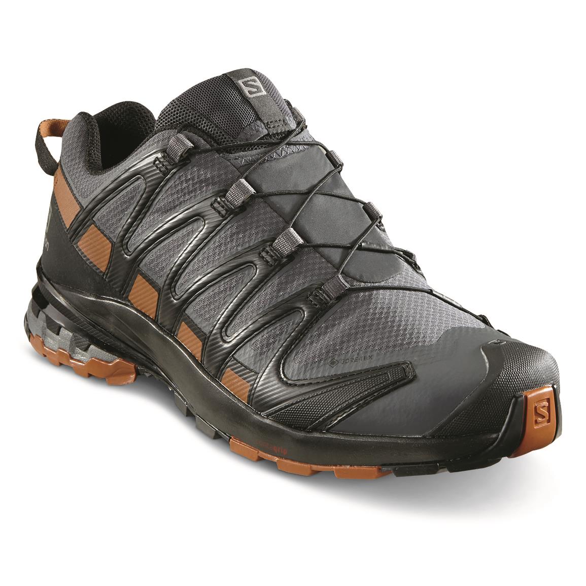 Salomon Men's XA Pro 3D V8 Waterproof Trail Shoes, GORE-TEX, Ebony/caramel Cafe/black