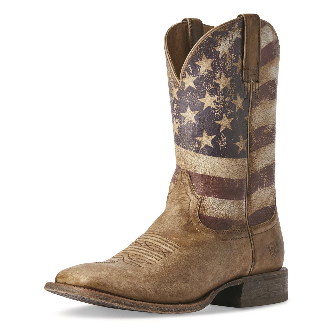 Ariat Men's Circuit Proud Western Boots, Distressed Brown/distressed Flag