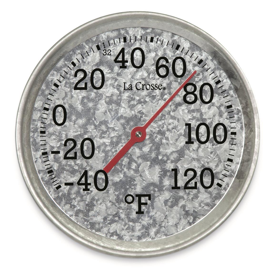 La Crosse Technology Analog Galvanized Metal Round Thermometer