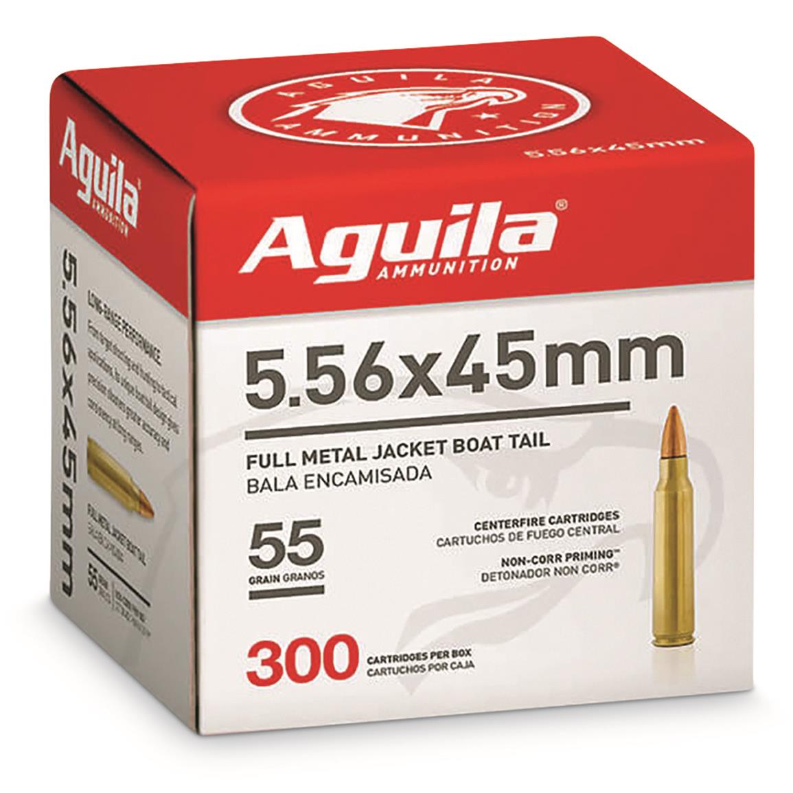 Aguila, 5.56x45mm NATO, FMJ-BT, 55 Grain, 300 Rounds