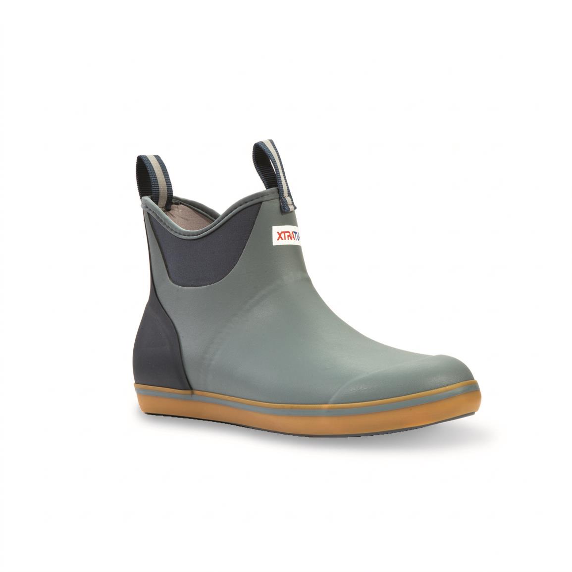 Men's Ankle Deck Boot, 9 M, Leather, 6 in H, Stormy Blue