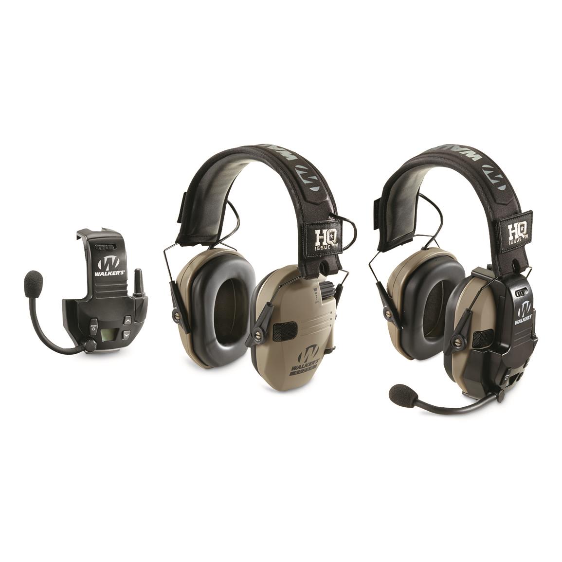 HQ ISSUE Walker's Razor Electronic Ear Muffs with Walkie Talkie, 2 Pack -  714323, Hearing Protection at Sportsman's Guide