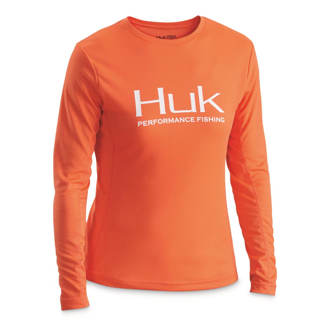 Huk Women's Huk ICON X Long Sleeve Shirt, Coral