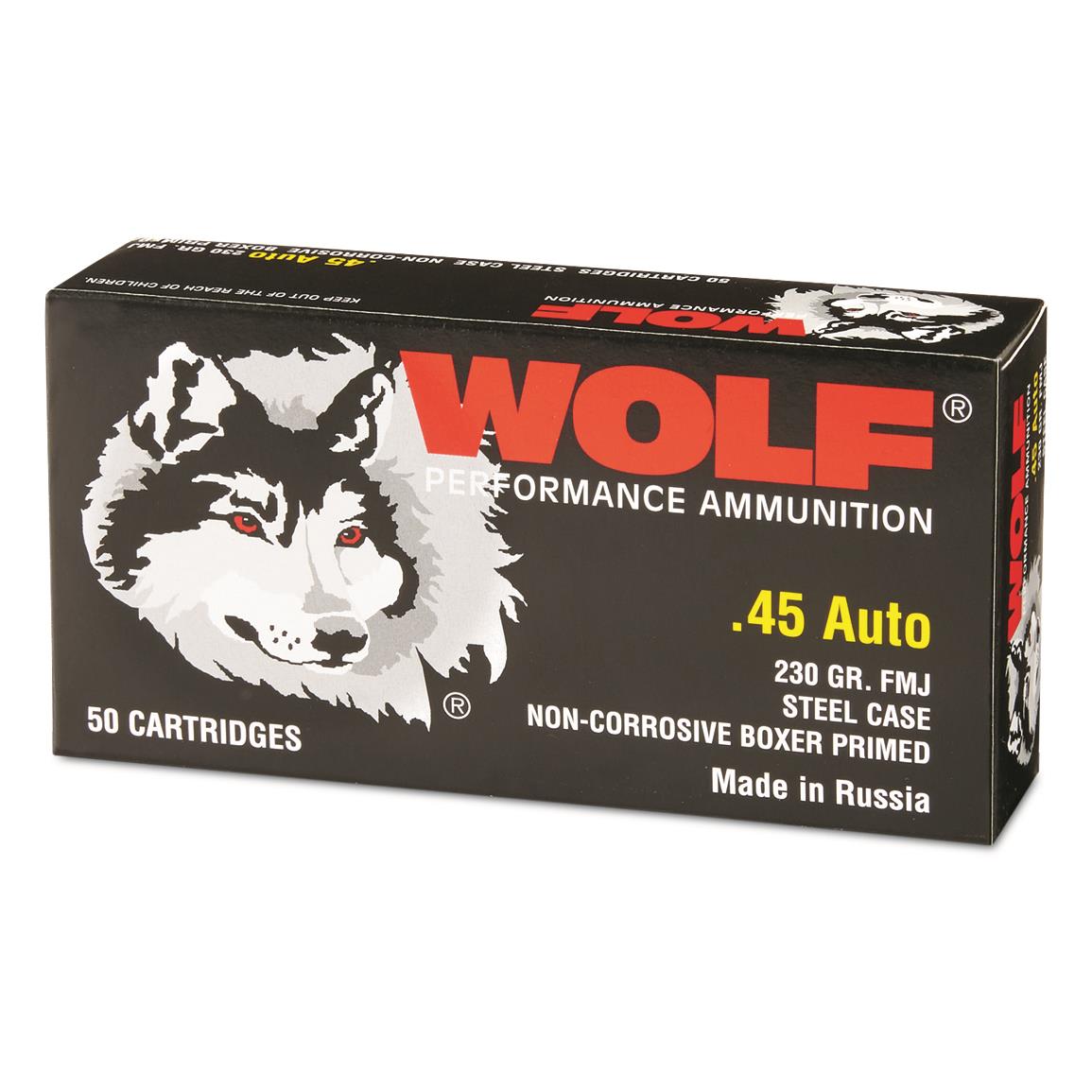 Wolf, .45 ACP, FMJ, 230 Grain, 50 Rounds