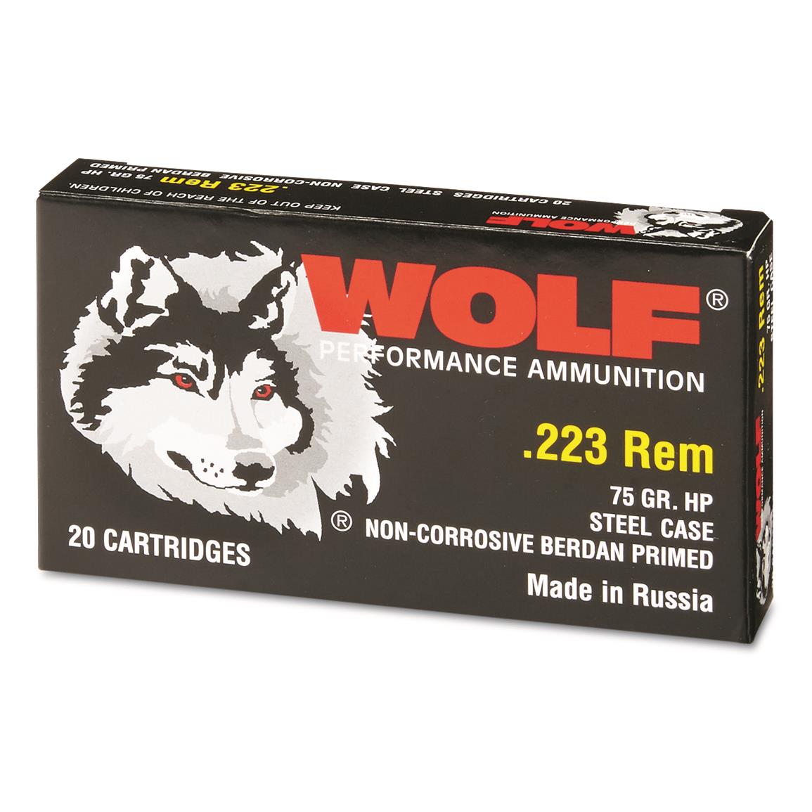 Wolf, .223 Remington, HP, 75 Grain, 1,000 Rounds