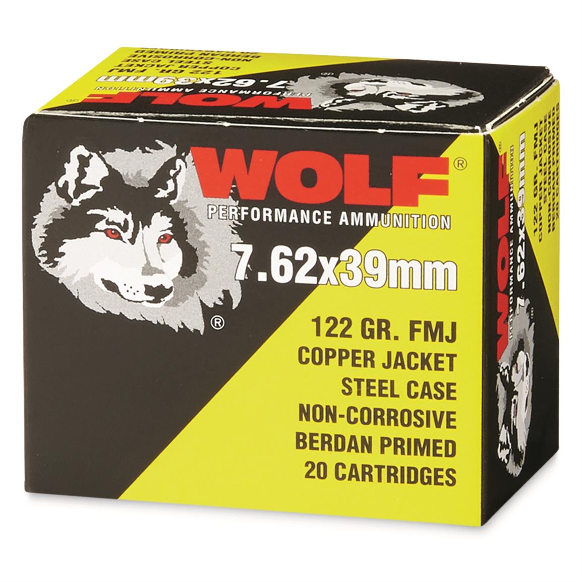 Wolf, 7.62x39mm, FMJ, 122 Grain, 20 Rounds