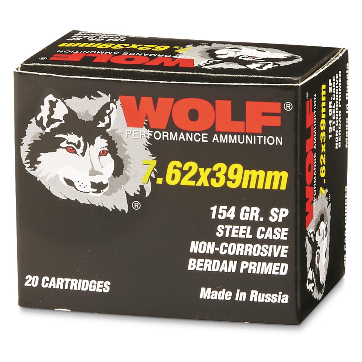 Wolf, 7.62x39mm, Soft Point, 154 Grain, 20 Rounds