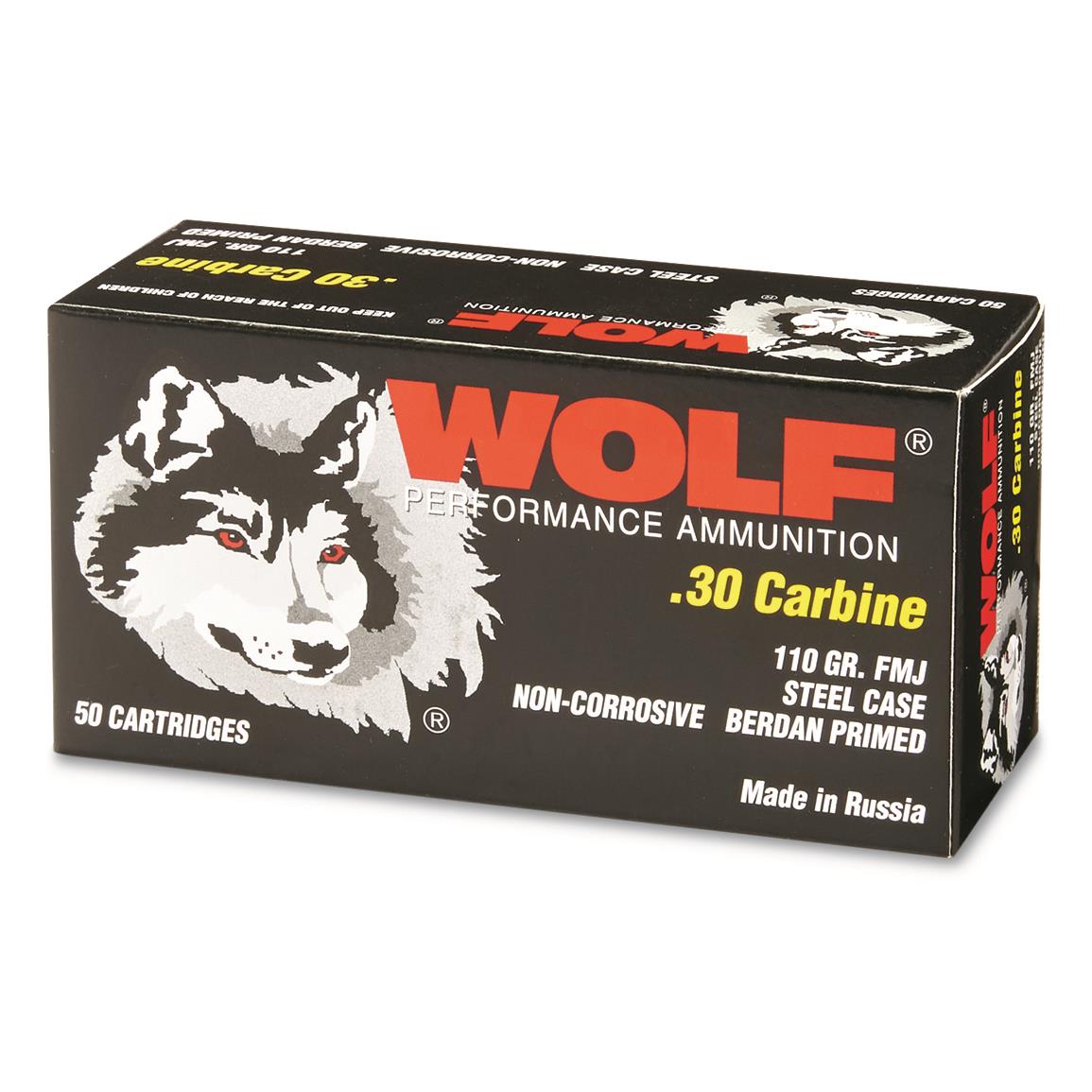 Wolf, .30 Carbine, FMJ, 110 Grain, 1,000 Rounds