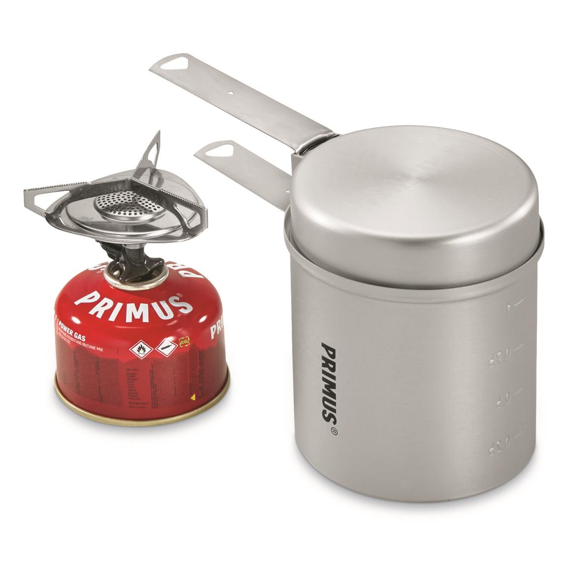 Gas Camping Stove with Compact Pot Set Primus Essential Trail Kit