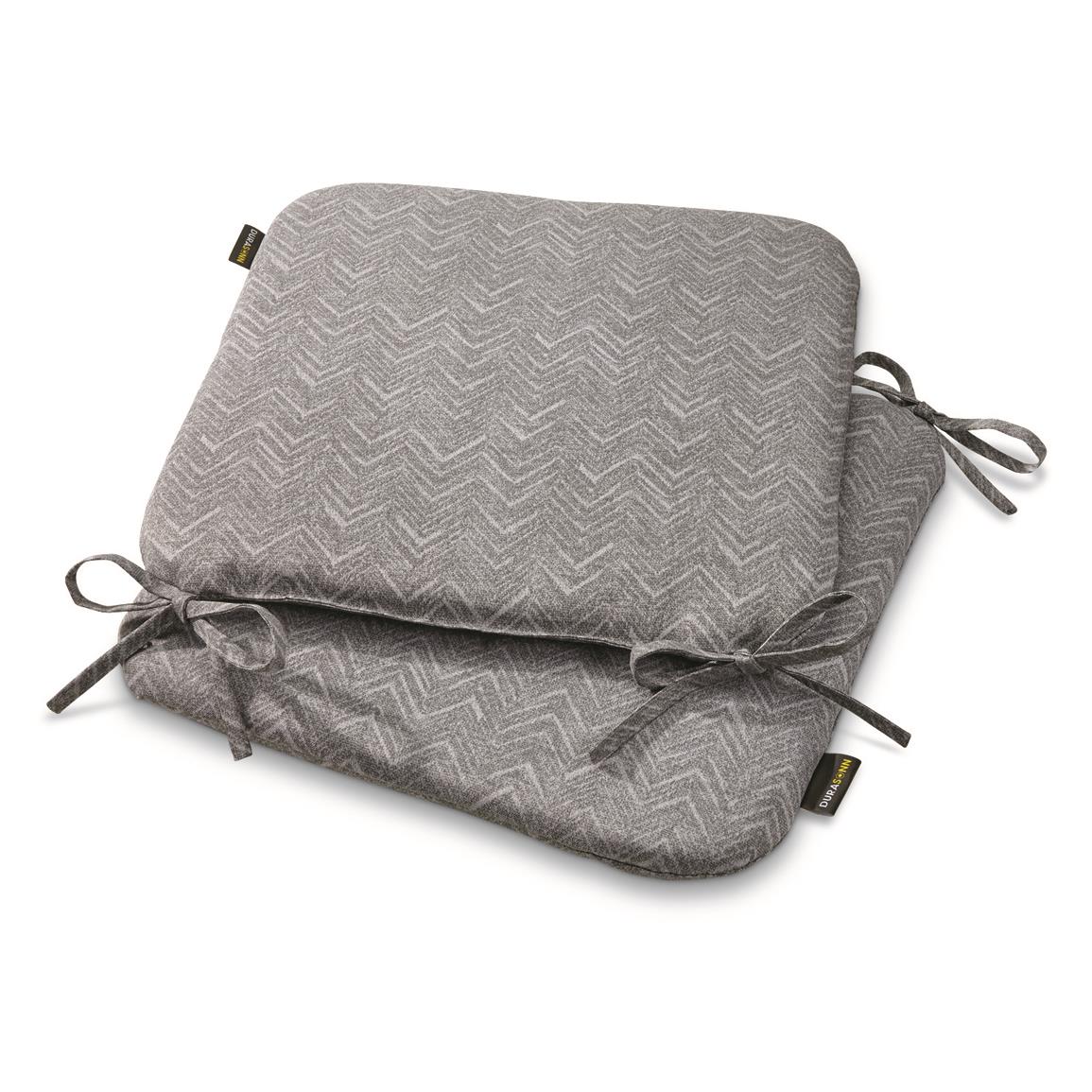 Outdoor Bistro Seat Cushions, 2 Pack, Chevron Gray
