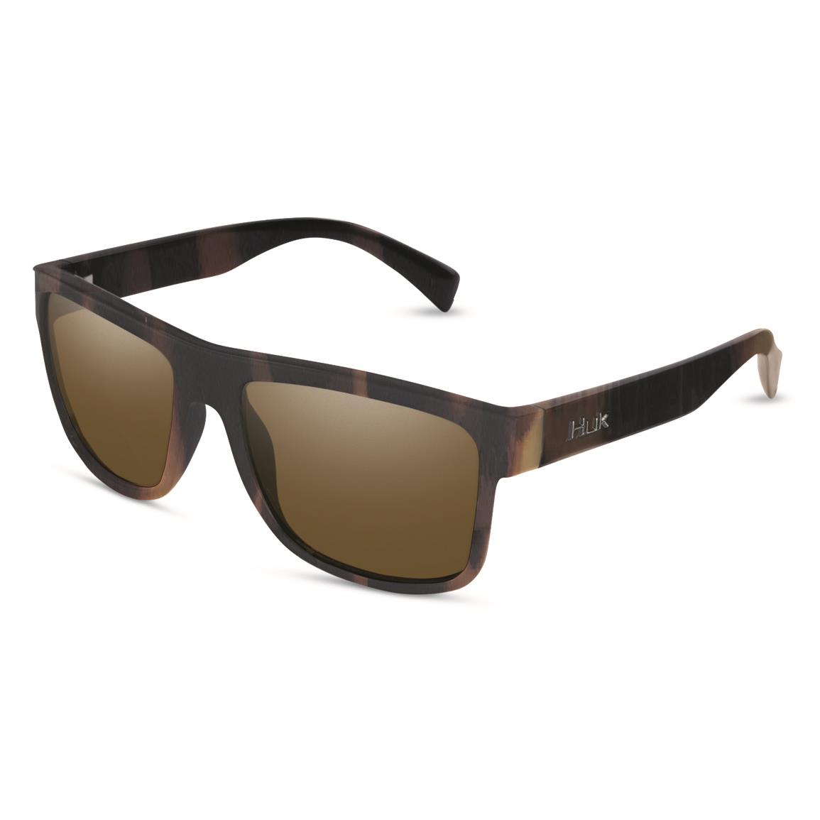 Huk Men's Clinch Polarized Sunglasses, Brown Tort/brown