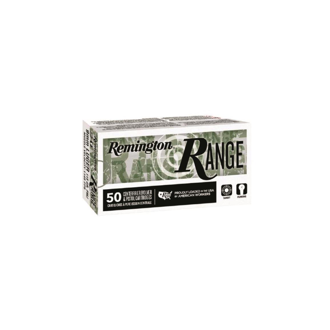 Remington Range, 9mm, FMJ, 115 Grain, 50 Rounds