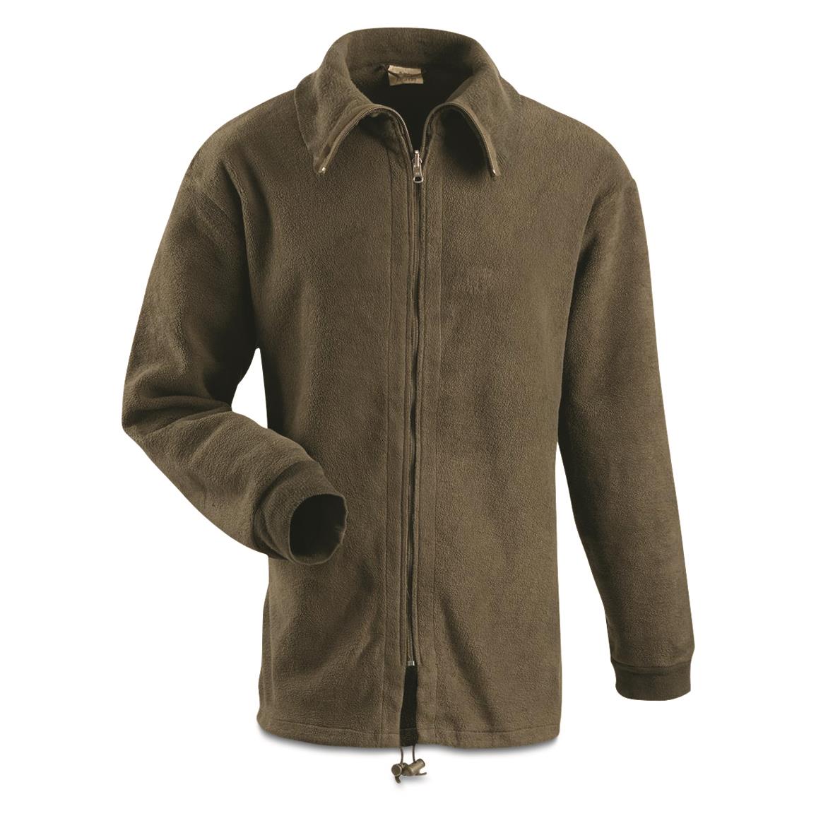 Belgian Military Surplus Heavyweight Fleece Jacket, Like New, Olive Drab