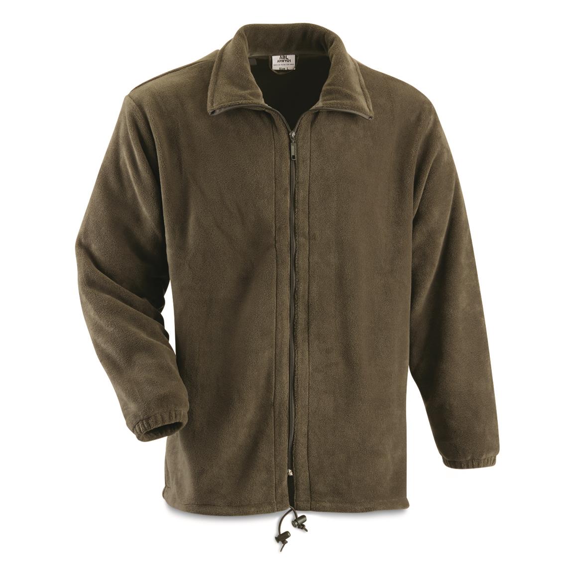 Belgian Military Surplus Heavyweight Fleece Jacket, New, Olive Drab