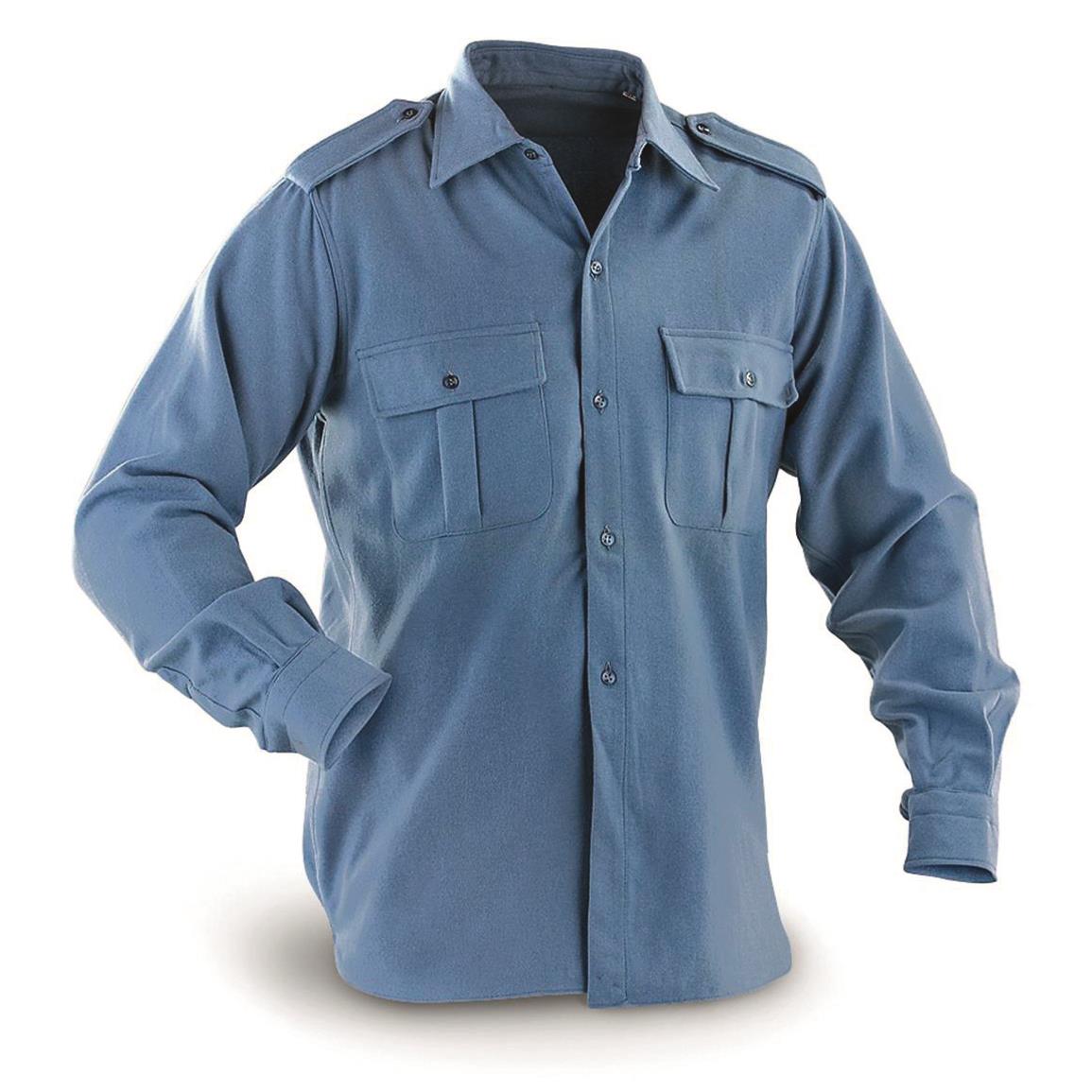 Italian Air Force Wool Blend Field Shirt, Like New, Blue