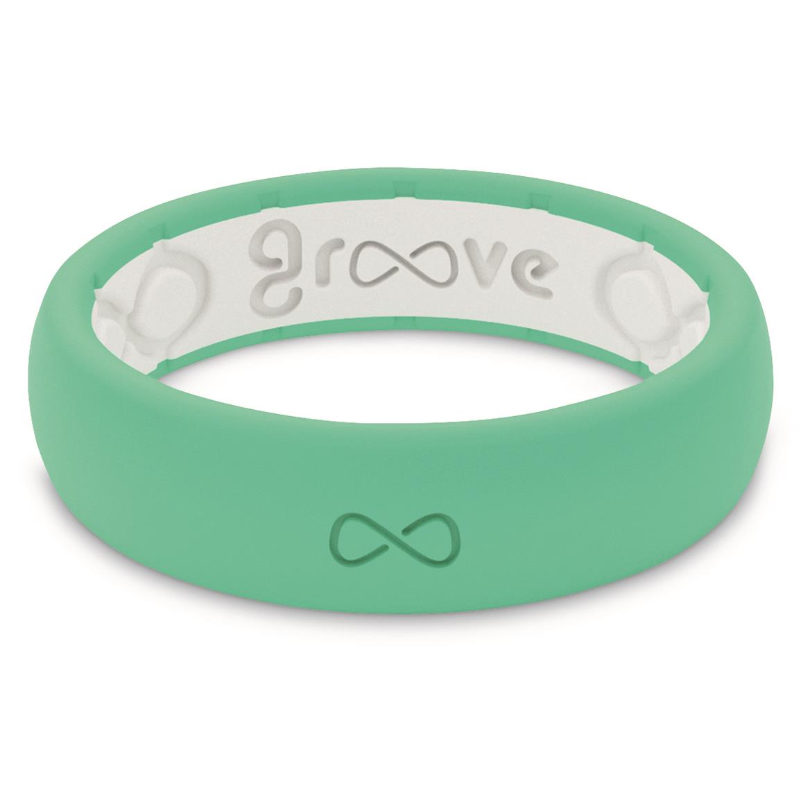 Groove Life Thin Solid Women's Silicone Ring, Seafoam/white