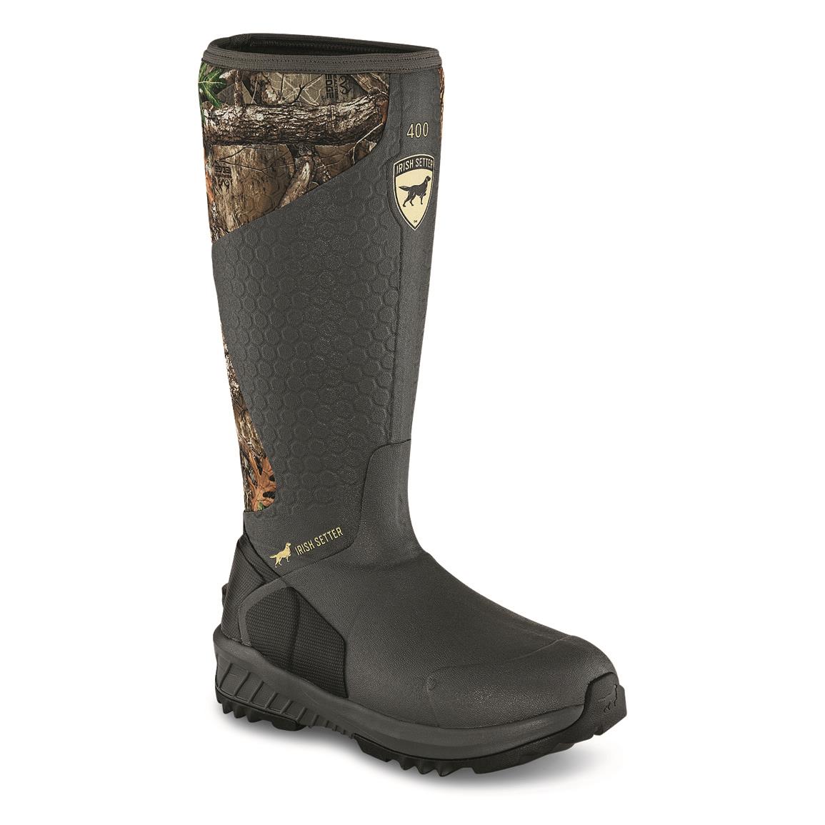Irish Setter MudTrek Waterproof Insulated Athletic Fit Rubber Hunting Boots, 400 Gram, Realtree EDGE™