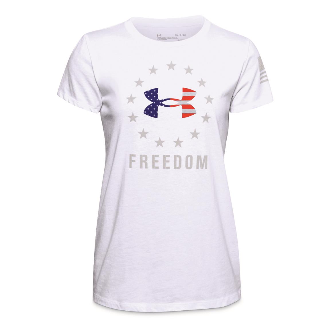 Under Armour Women's Freedom Chest Shirt, White/halo Gray