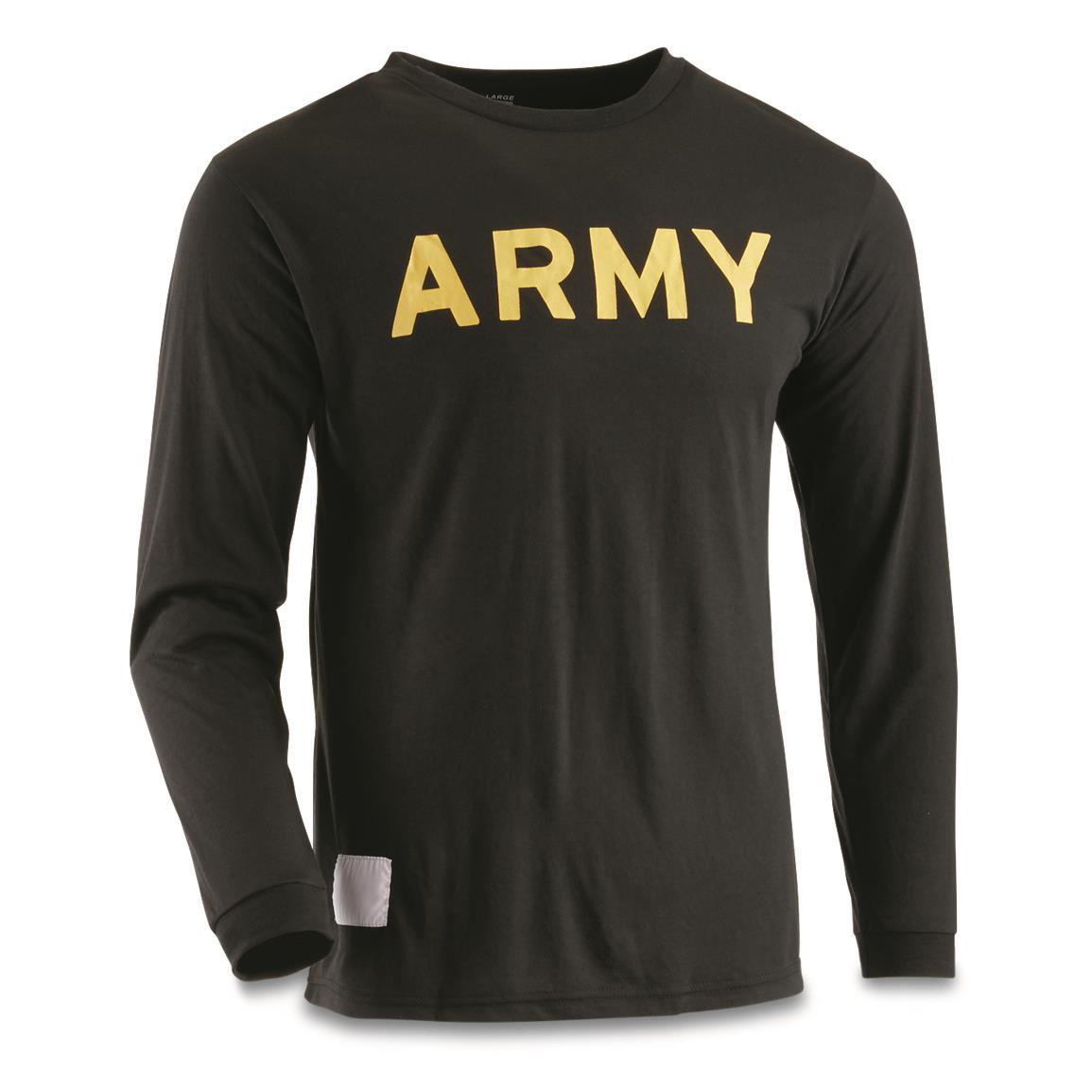 U.S. Army Surplus Long Sleeve PT Shirt, New, Black