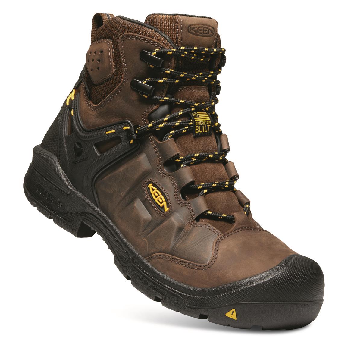 KEEN Utility Men's Dover Waterproof 6" Safety Toe Work Boots, Dark Earth/black