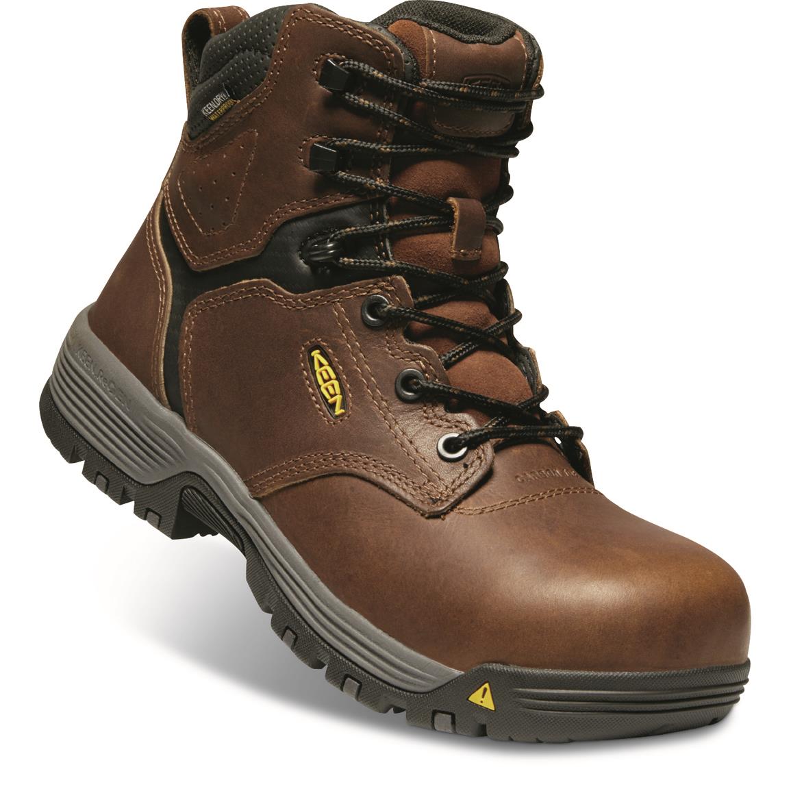 KEEN Utility Women's Chicago Waterproof Safety Toe Work Boots, Tobacco/black