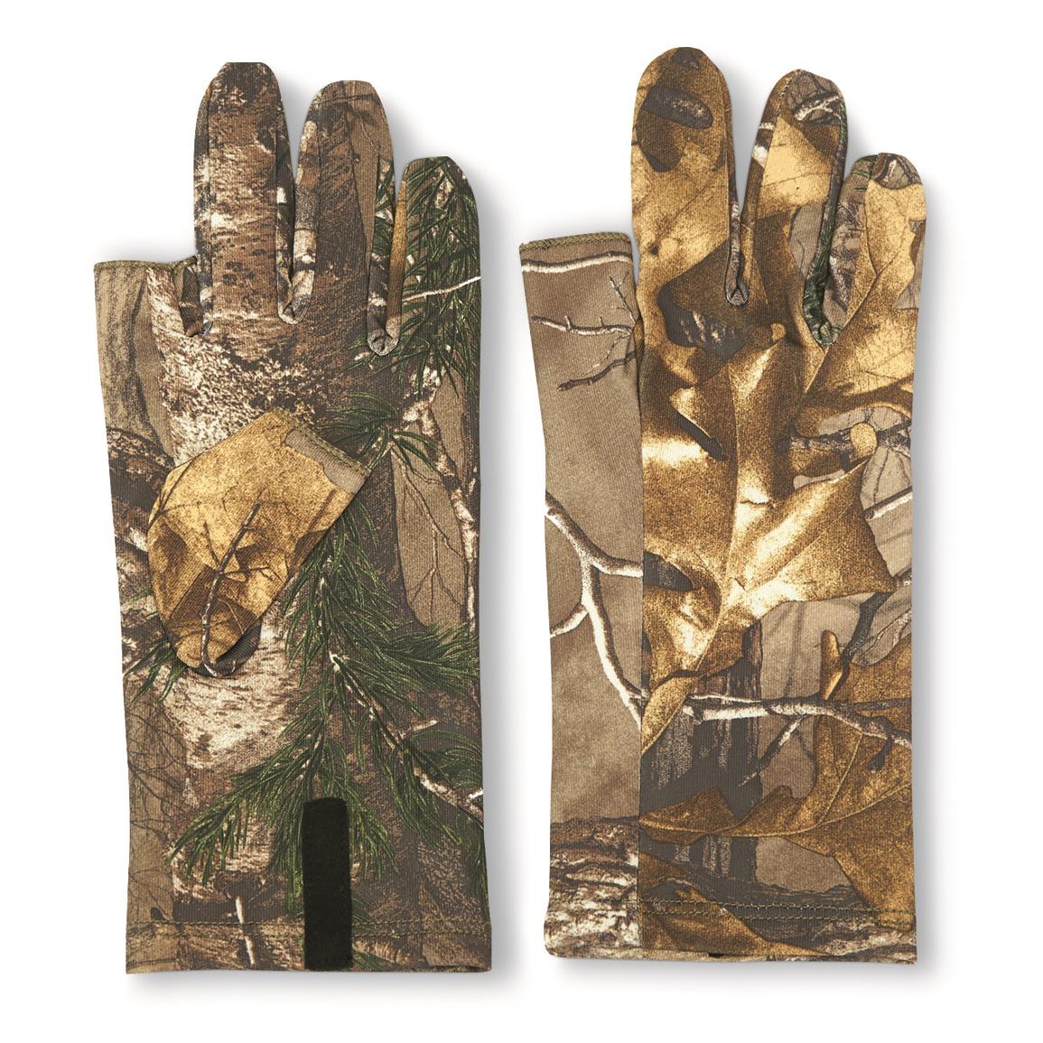 Stretch Polyester Camouflage Gloves, 2 Pack, Realtree Xtra®