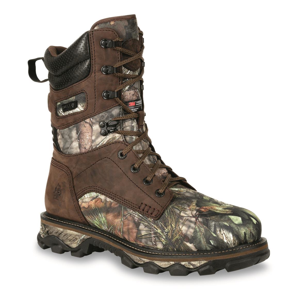 Rocky Men's Mountain Stalker 10" Waterproof Insulated Hunting Boots, 1,400 Gram, Mossy Oak Break-Up® COUNTRY™