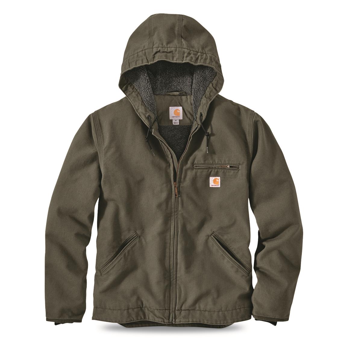 Carhartt Men's Washed Duck Sherpa-lined Jacket, Moss