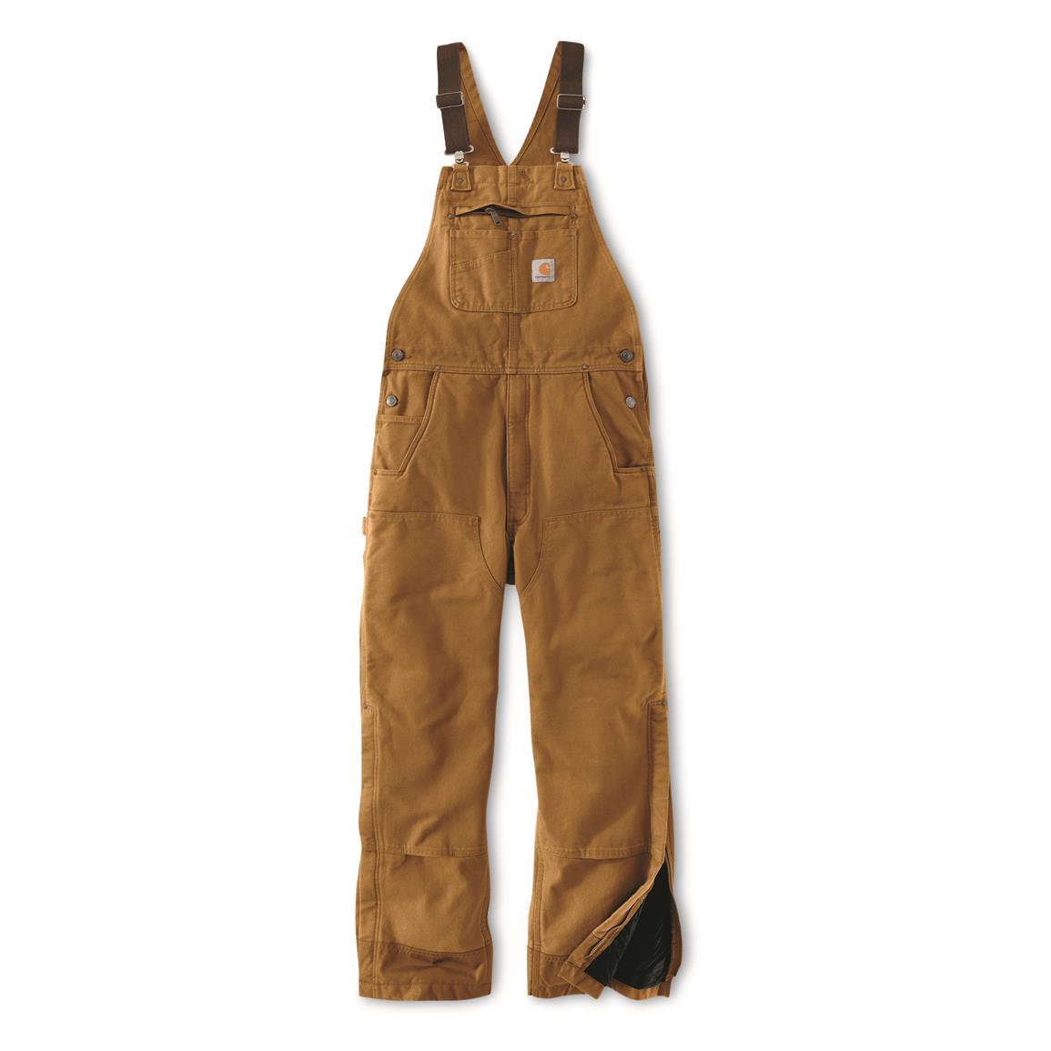 Carhartt Men's Insulated Quilt-lined Washed Duck Bib Overalls, Carhartt® Brown