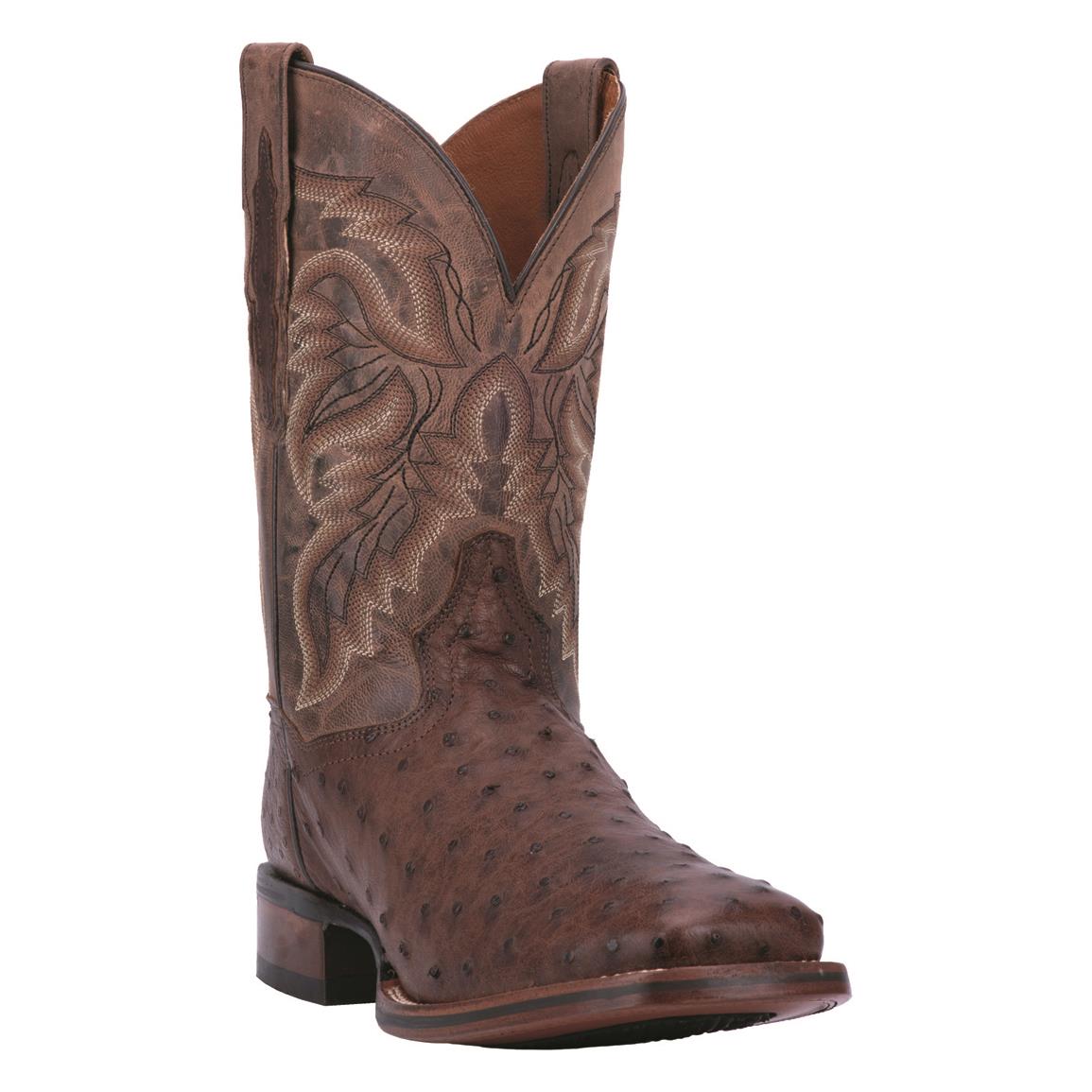 Dan Post Men's Alamosa Full Quill Ostrich Western Boots, Chocolate