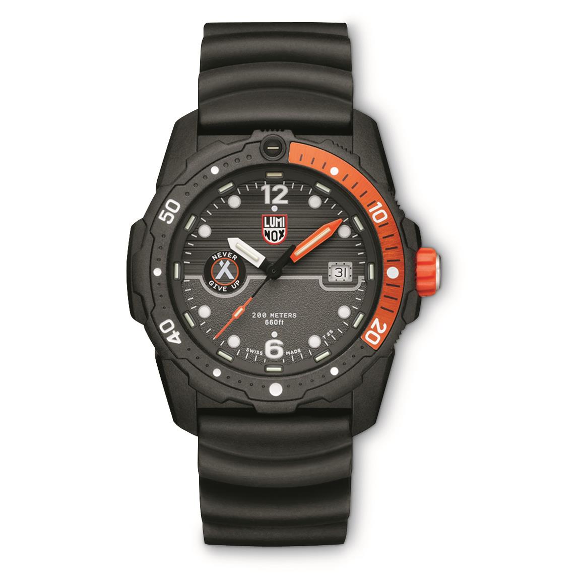 Luminox Bear Grylls Survival SEA Series 3723 Watch, Black/orange